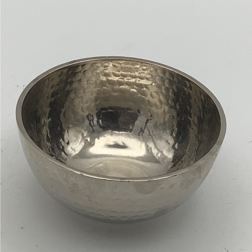 Small Silver Hammered Metal Bowl